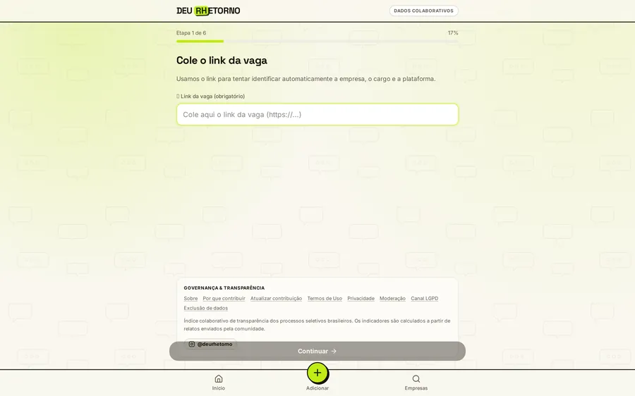 Primeira etapa do registro de uma candidatura no Deu Rhetorno